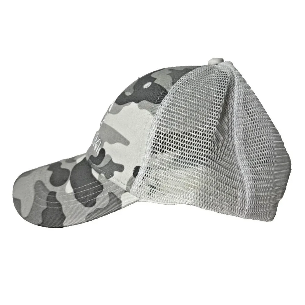 Suzuki Camo Trucker Hat Gray White Snapback Mesh Back Cap